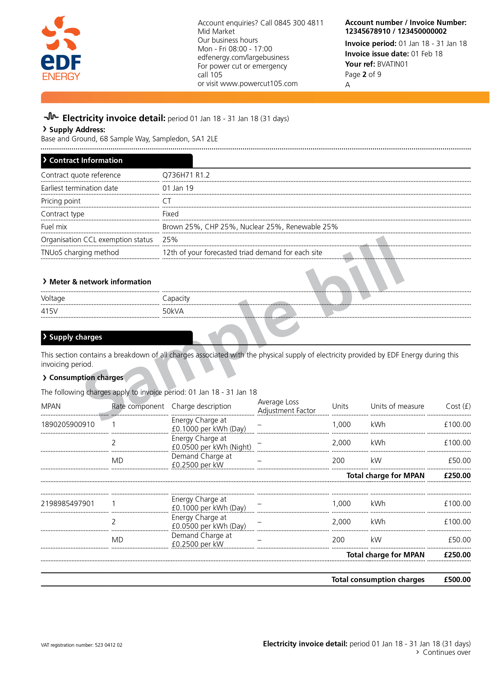 Understanding your bill Large business customers EDF