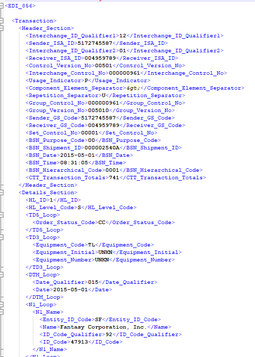 What is Advanced Ship Notice (ASN) 856 transaction set? EDI2XML