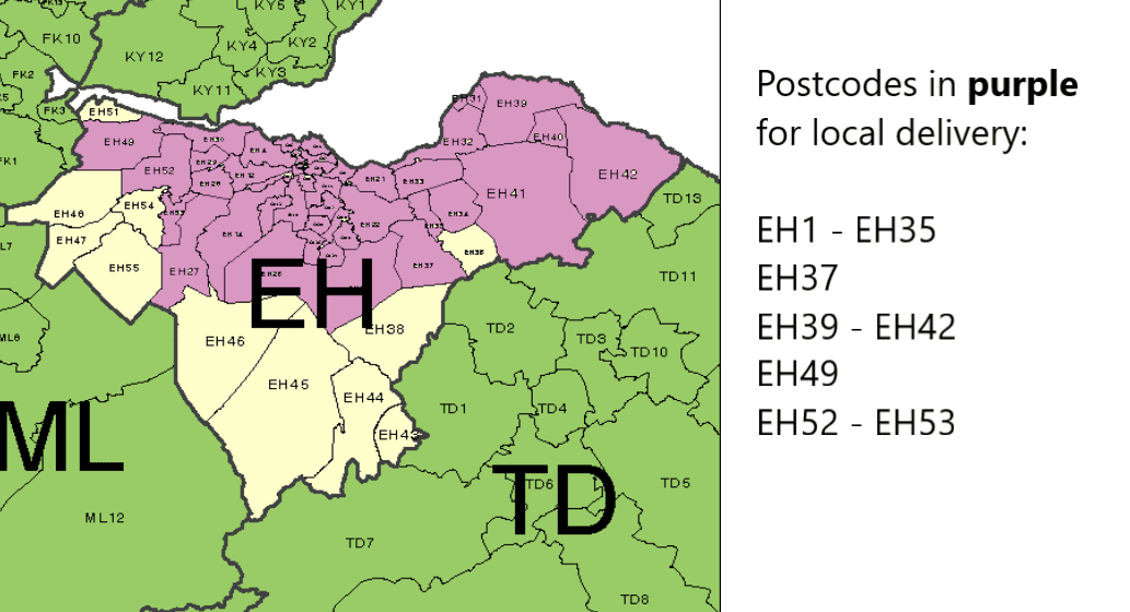 Local Delivery postcode map (2) Edinburgh Beer Factory