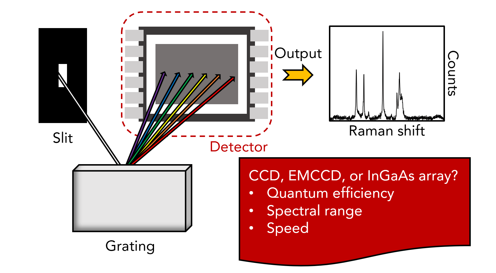 Raman Charged Coupled Device CCD InGaAs EMCCD
