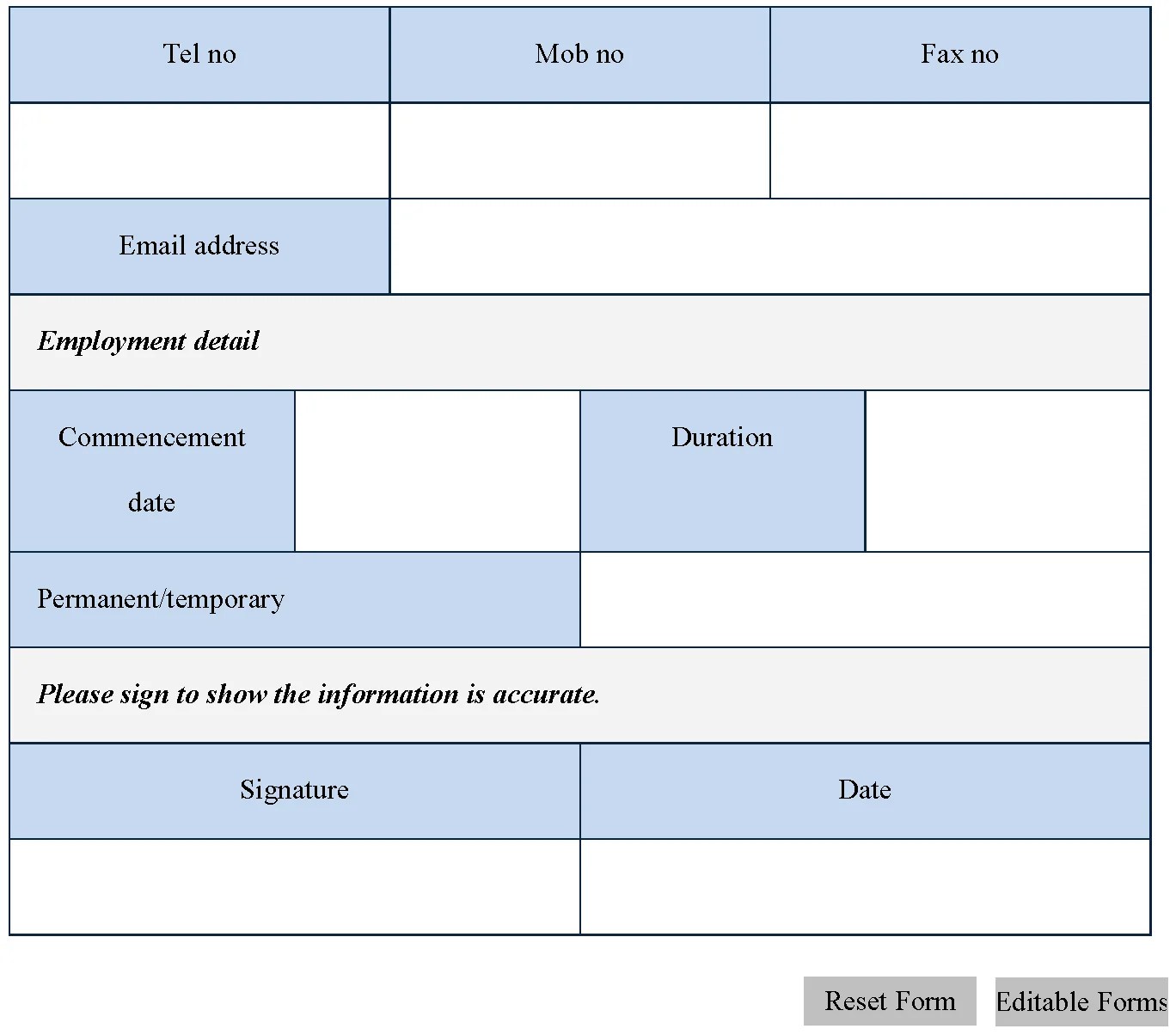 Employment Verification Form | Editable PDF Forms