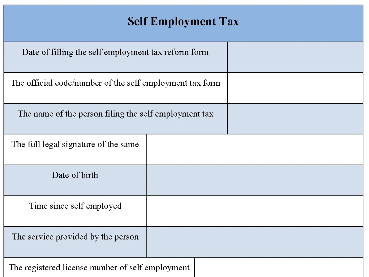 Self Employment Tax Form Editable PDF Forms Self Employment Tax Form Editable PDF Forms