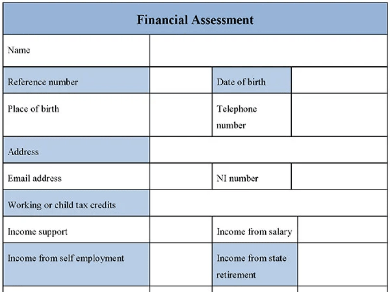 Financial Assessment Form Editable PDF Forms