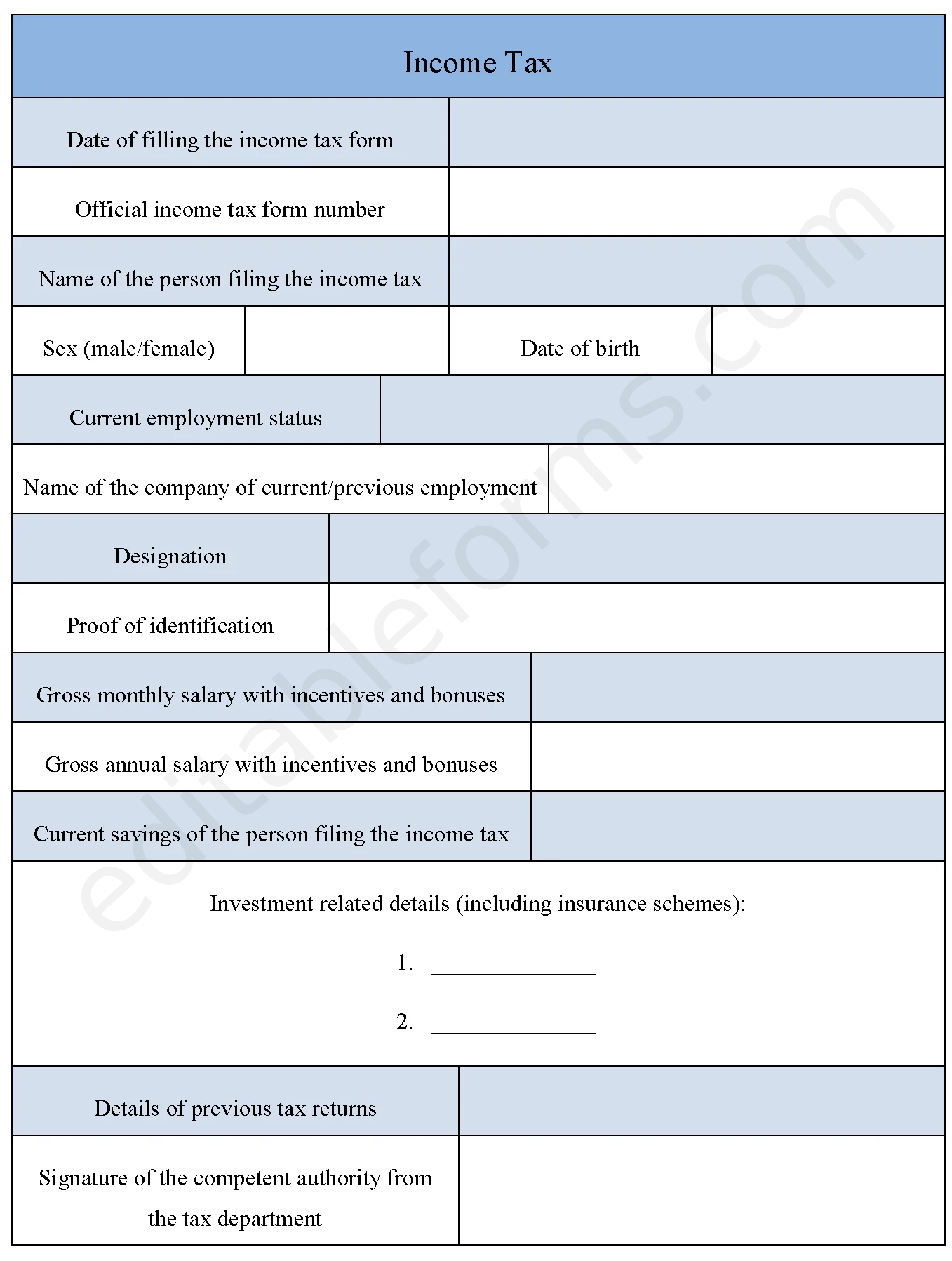Irs Personal Tax Printable Forms