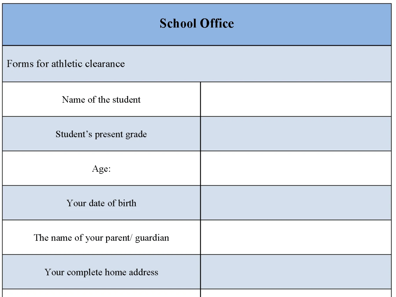 School Office Form Editable PDF Forms