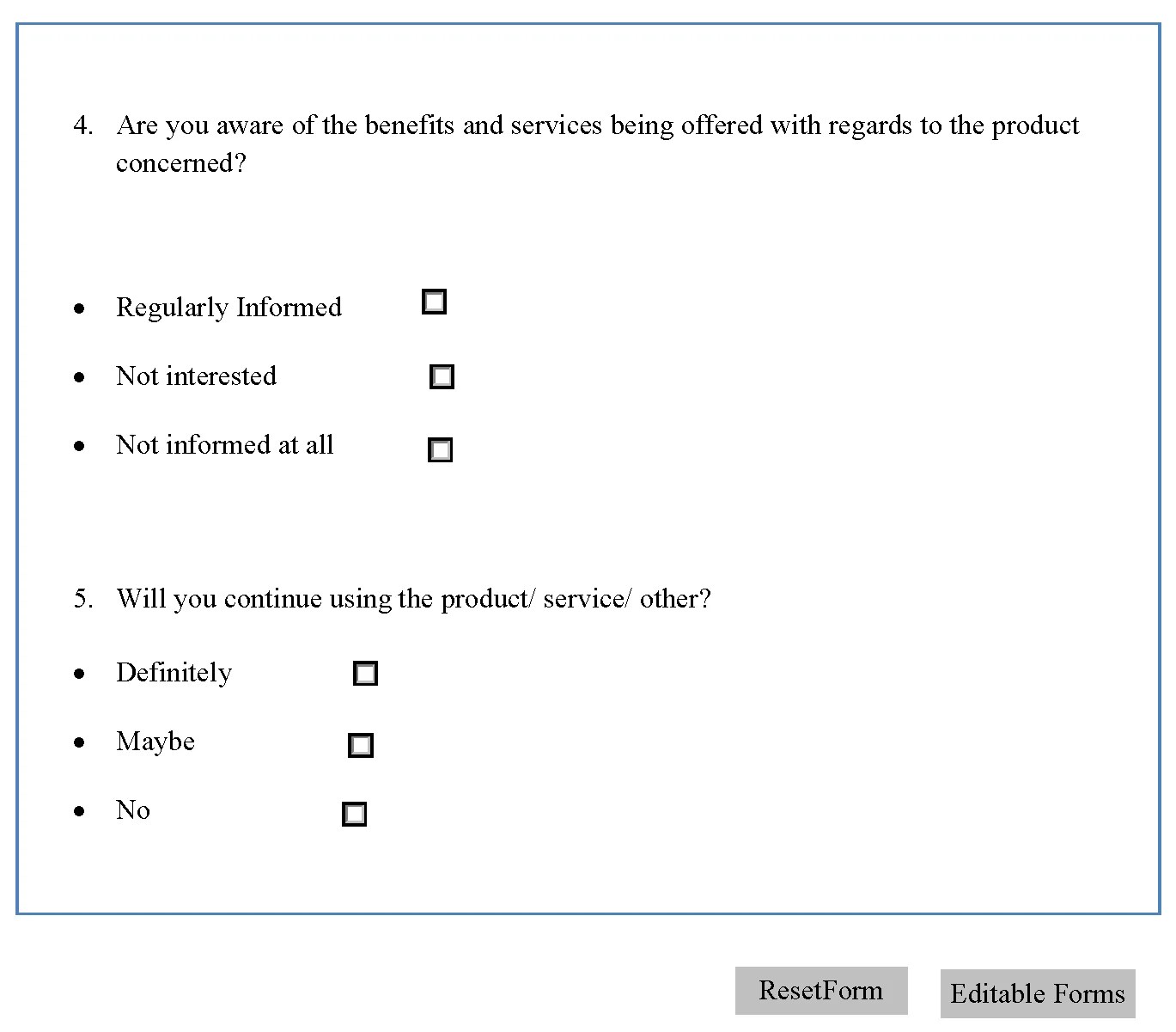 Questionnaire Design Template Editable PDF Forms