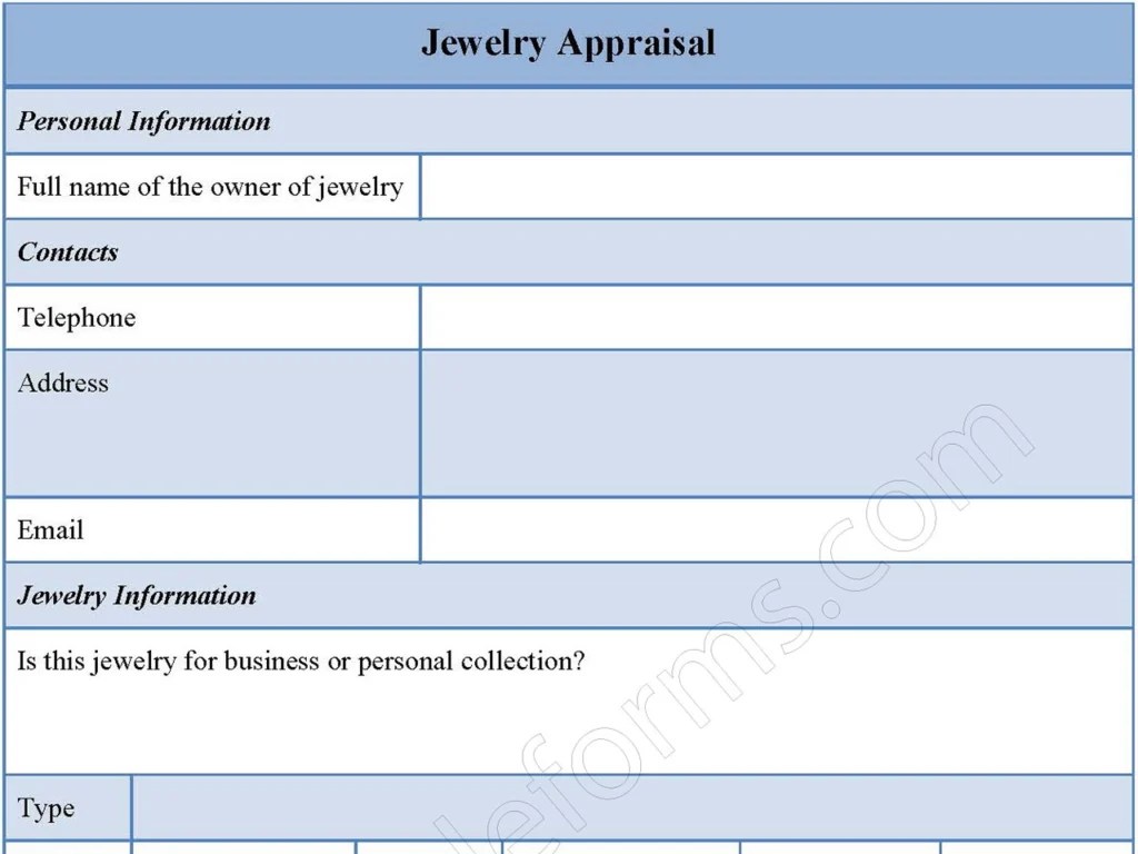 Jewelry Appraisal Form Editable PDF Forms