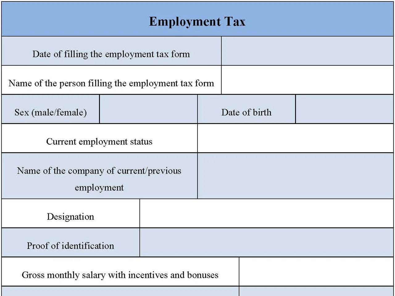 Employment Tax Form Editable PDF Forms