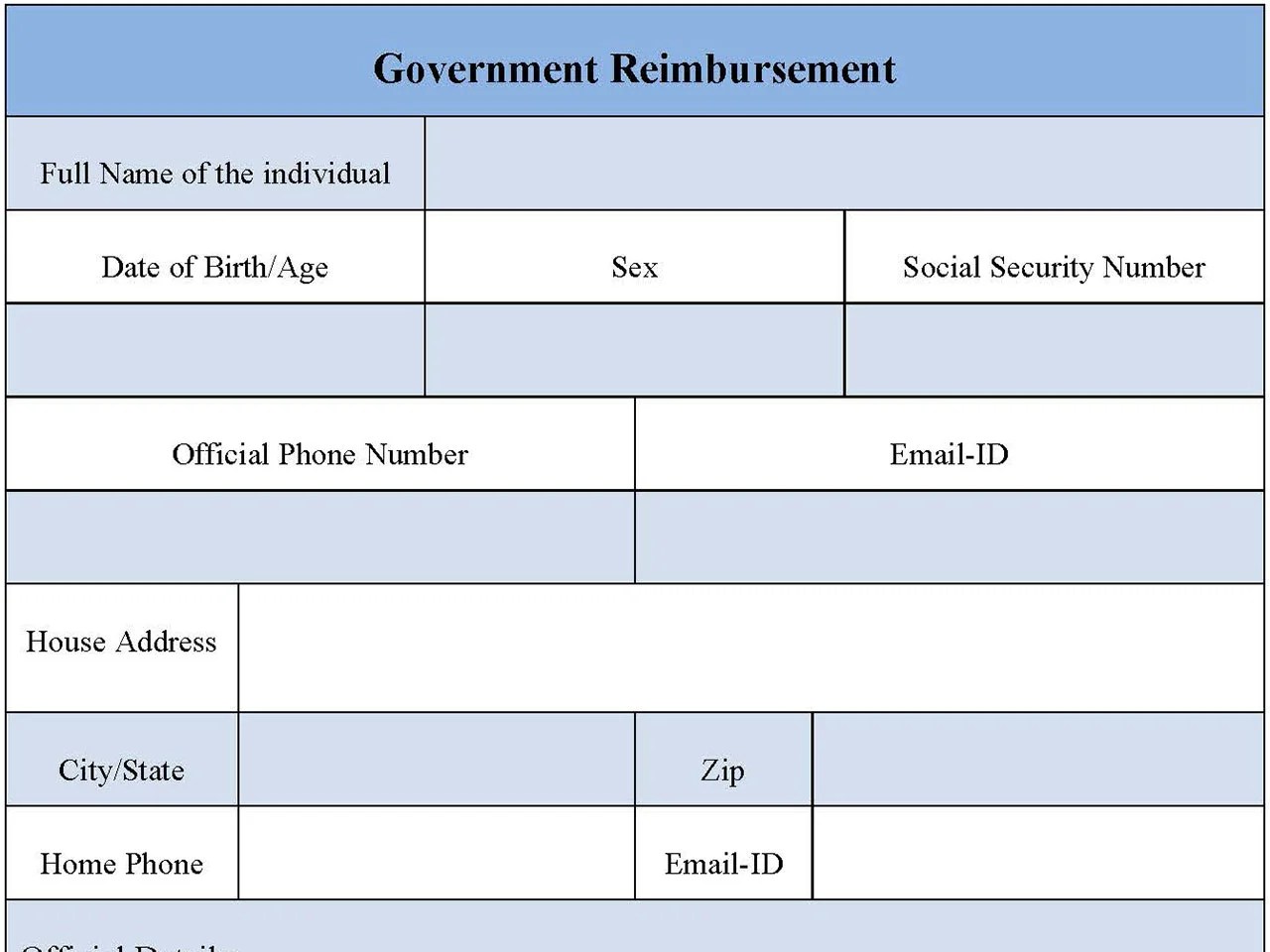 Government Reimbursement Form Editable PDF Forms