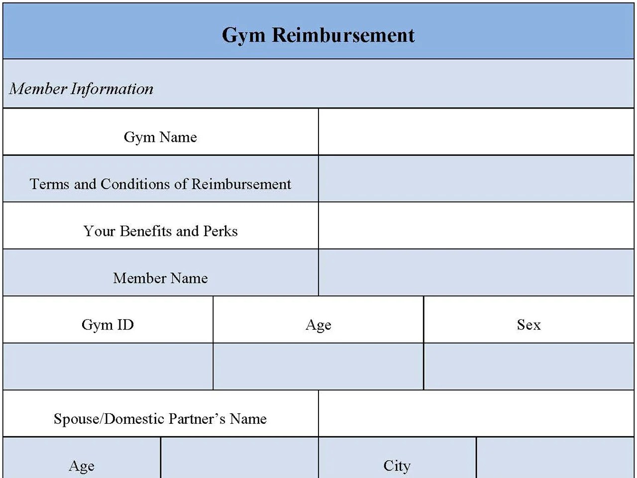 Gym Reimbursement Form Editable PDF Forms