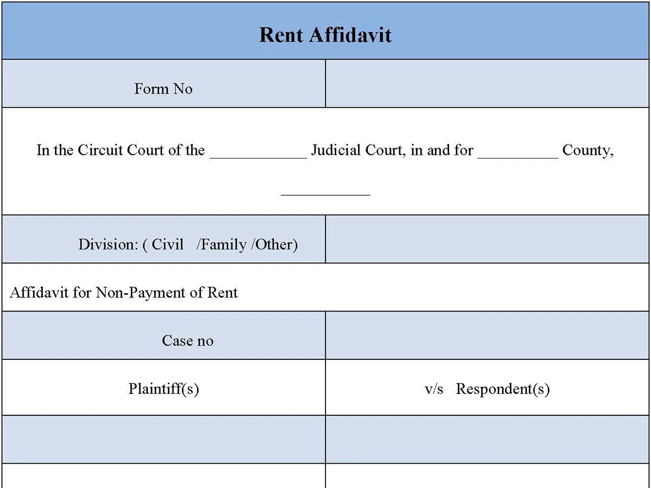 Rent Affidavit Form Editable PDF Forms