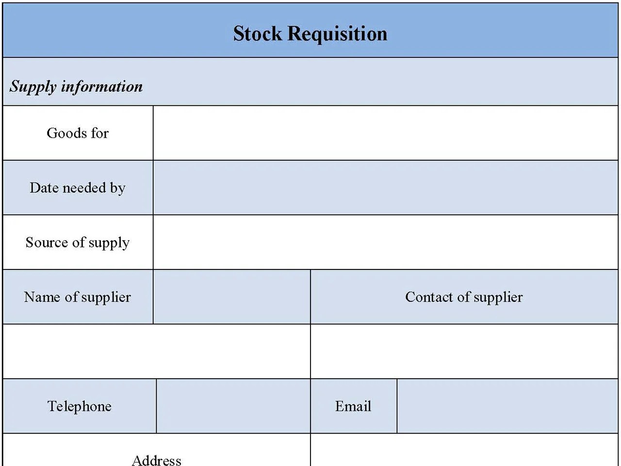 Stock Requisition Forms Editable PDF Forms
