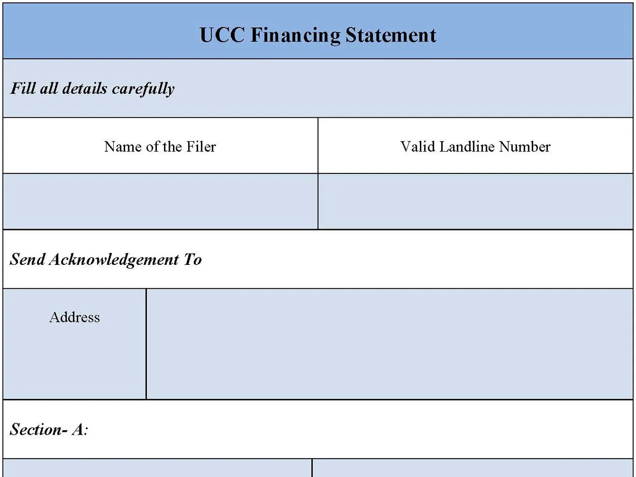 UCC Financing Statement Form Editable PDF Forms