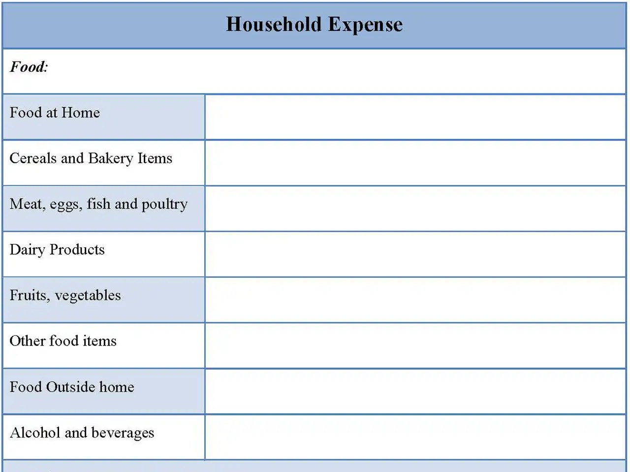 Household Expense Form Editable PDF Forms