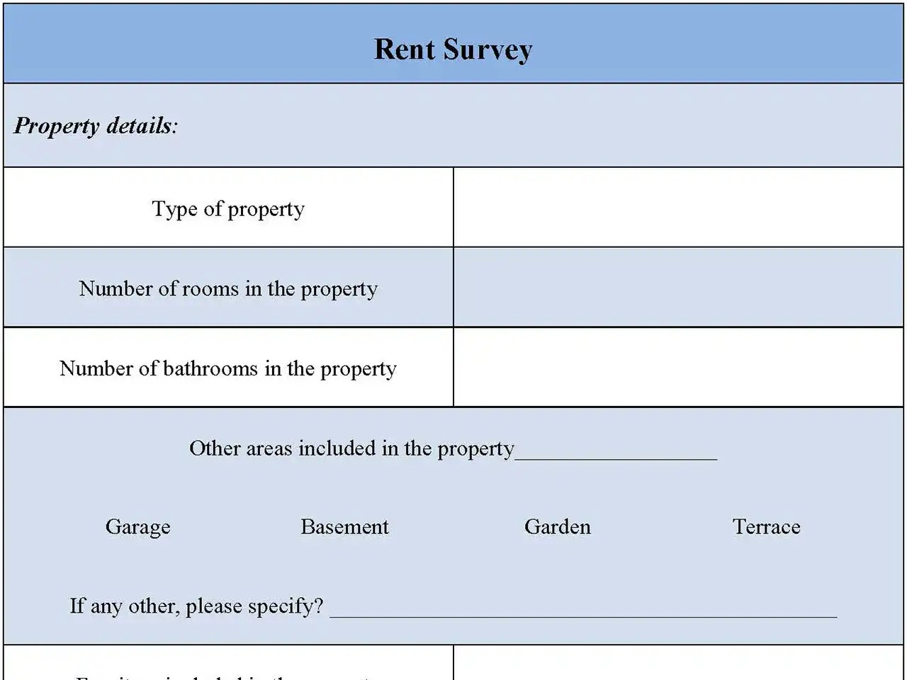 Rent Survey Form Editable PDF Forms
