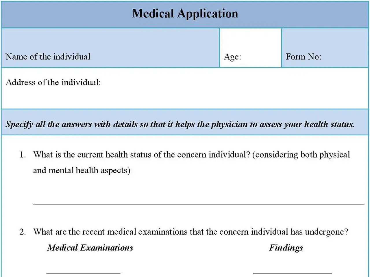 Medical Application Form Editable PDF Forms