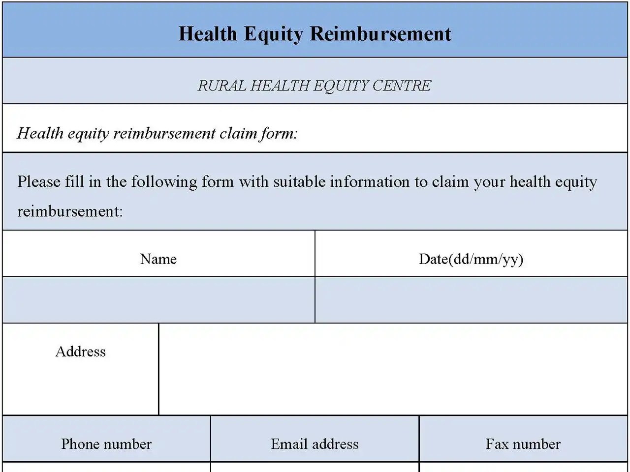 Health Equity Reimbursement Form Editable PDF Forms