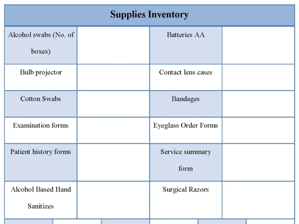Supplies Inventory Form Editable PDF Forms