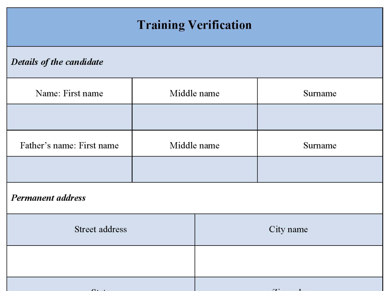 Training Verification Form Editable PDF Forms