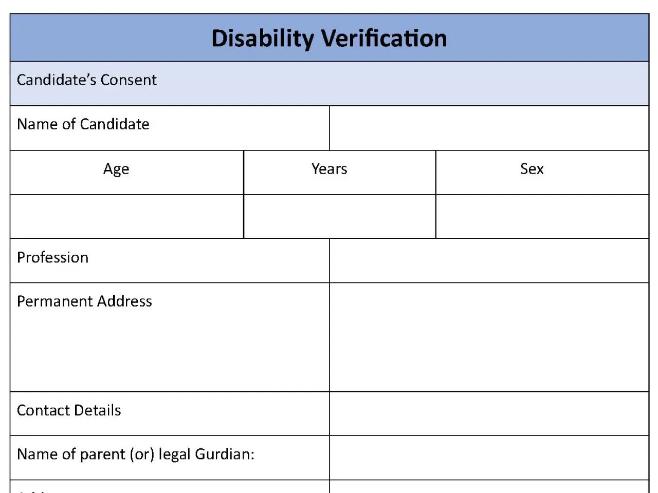 Disability Verification Form Editable PDF Forms