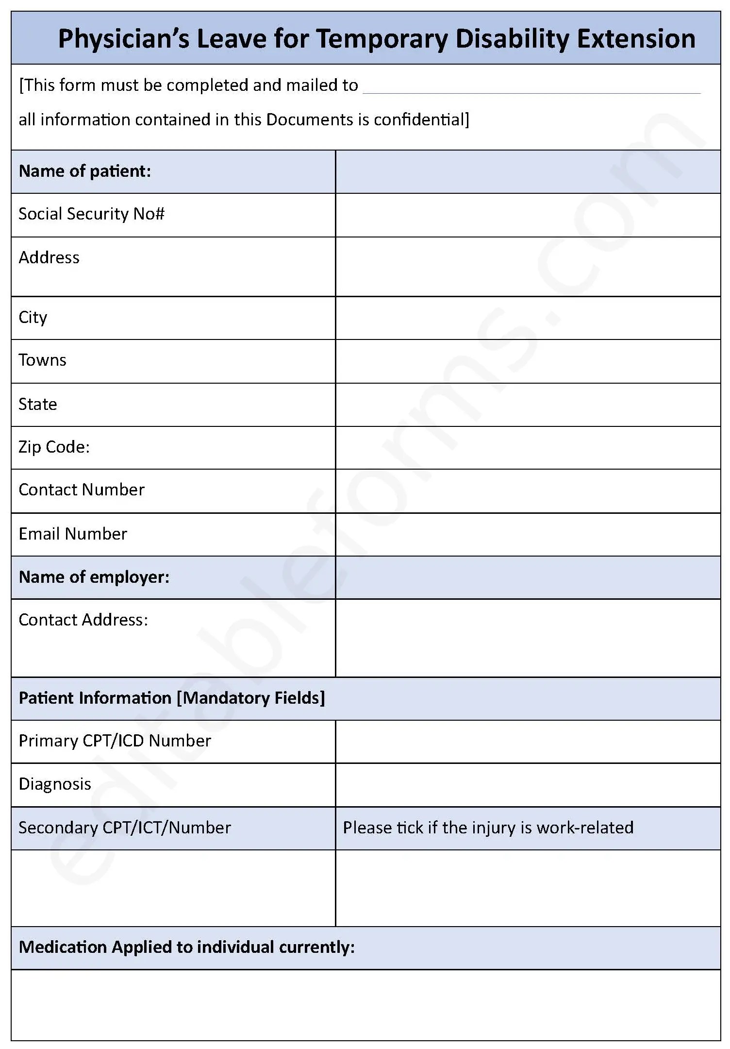 Disability Extension Form Editable PDF Forms