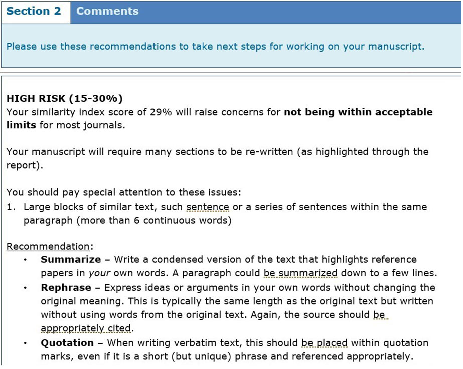 Plagiarism Check Report for Unintentional or Accidental Plagiarism