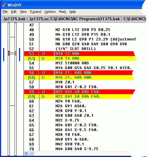 File Compare in EditCNC