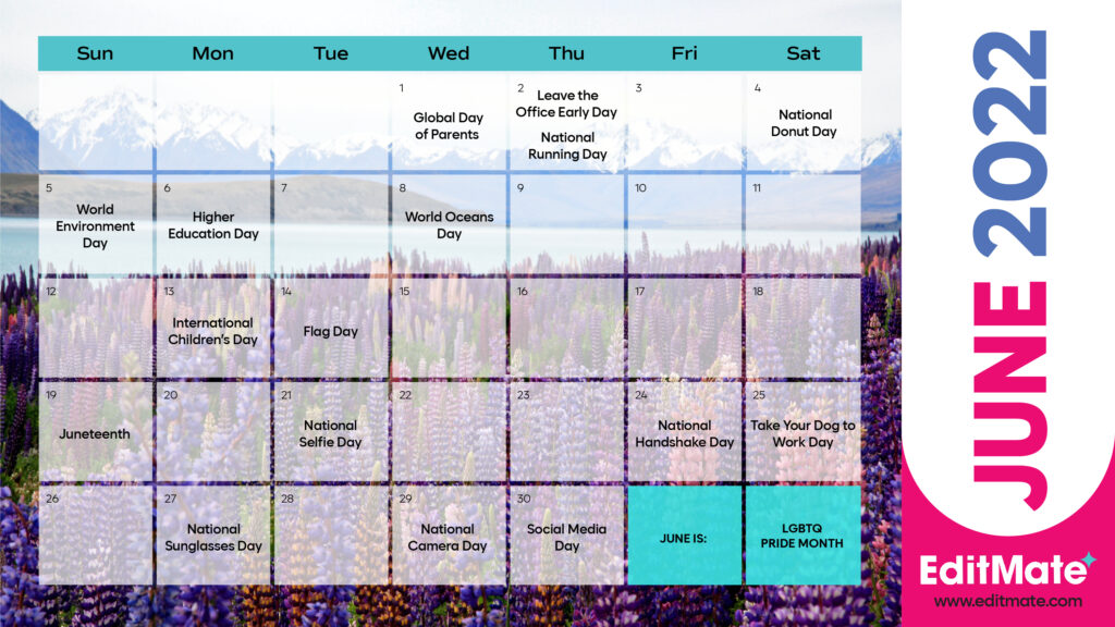 2022 Social Media Holiday Calendar - Editmate