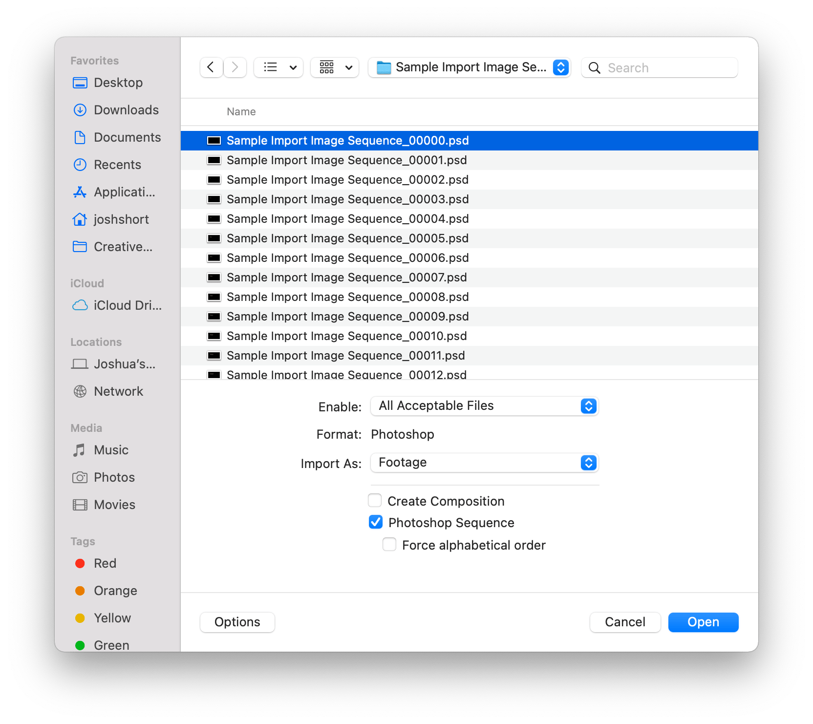 Import Image Sequence into After Effects Edit Video Faster