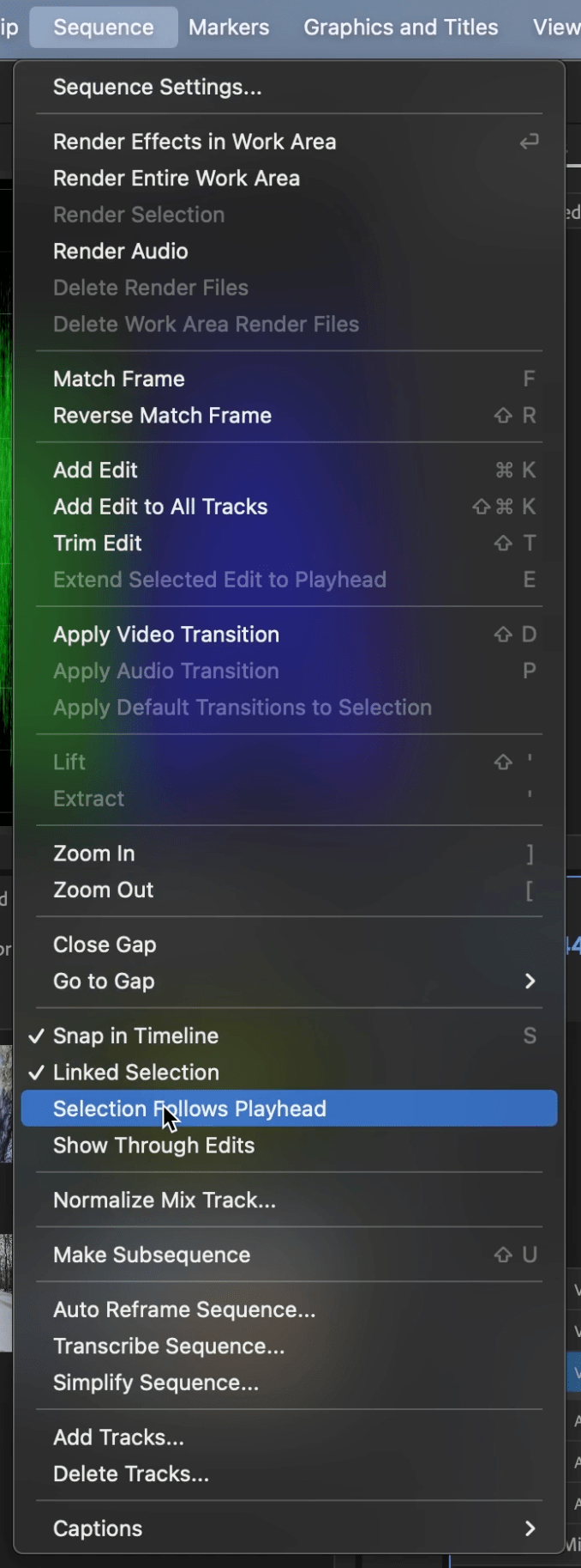 Selection Follows Playhead in Premiere Pro Tutorial