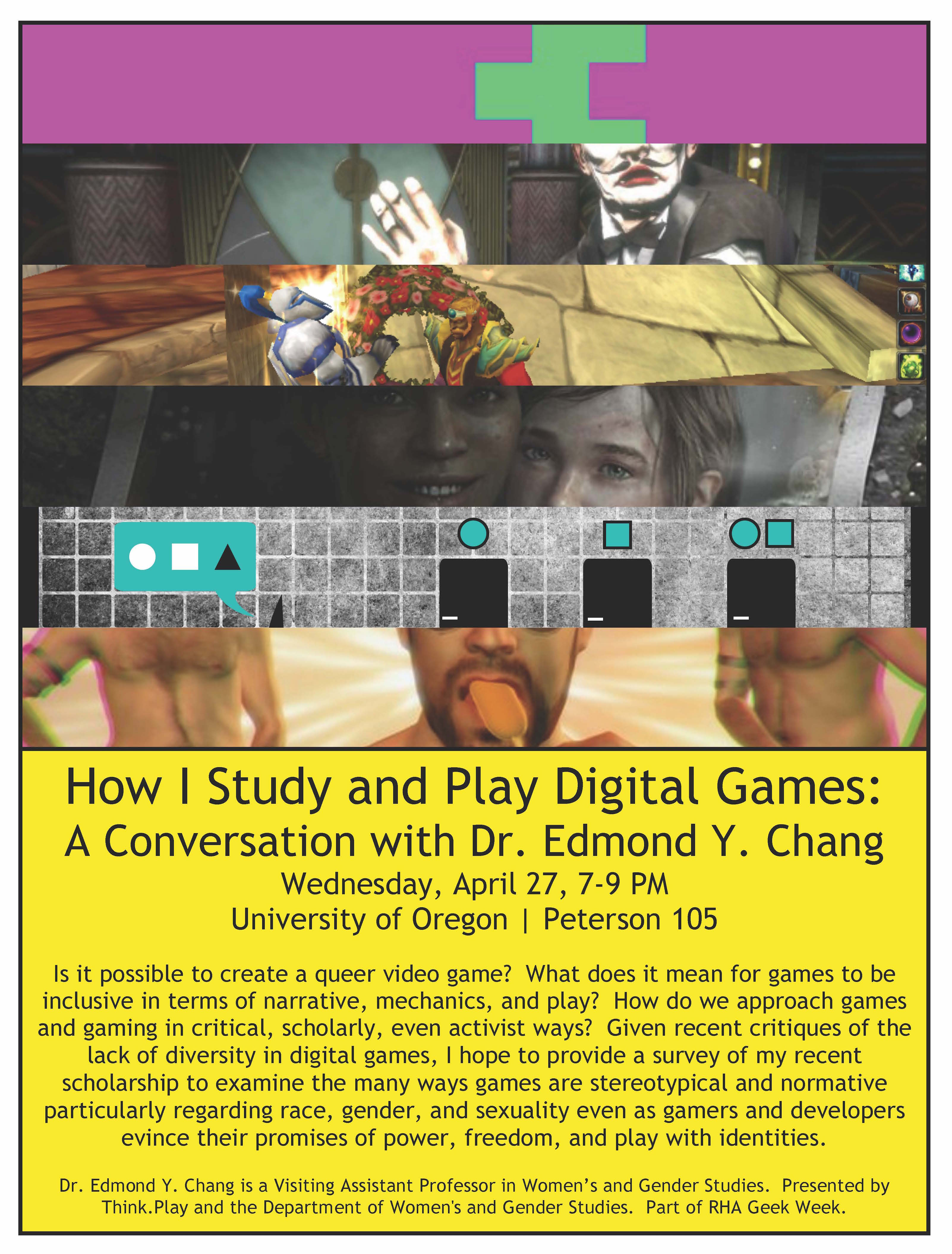 EVENT “How I Study and Play Digital Games,” 4/27, 7 PM, UO ED(MOND
