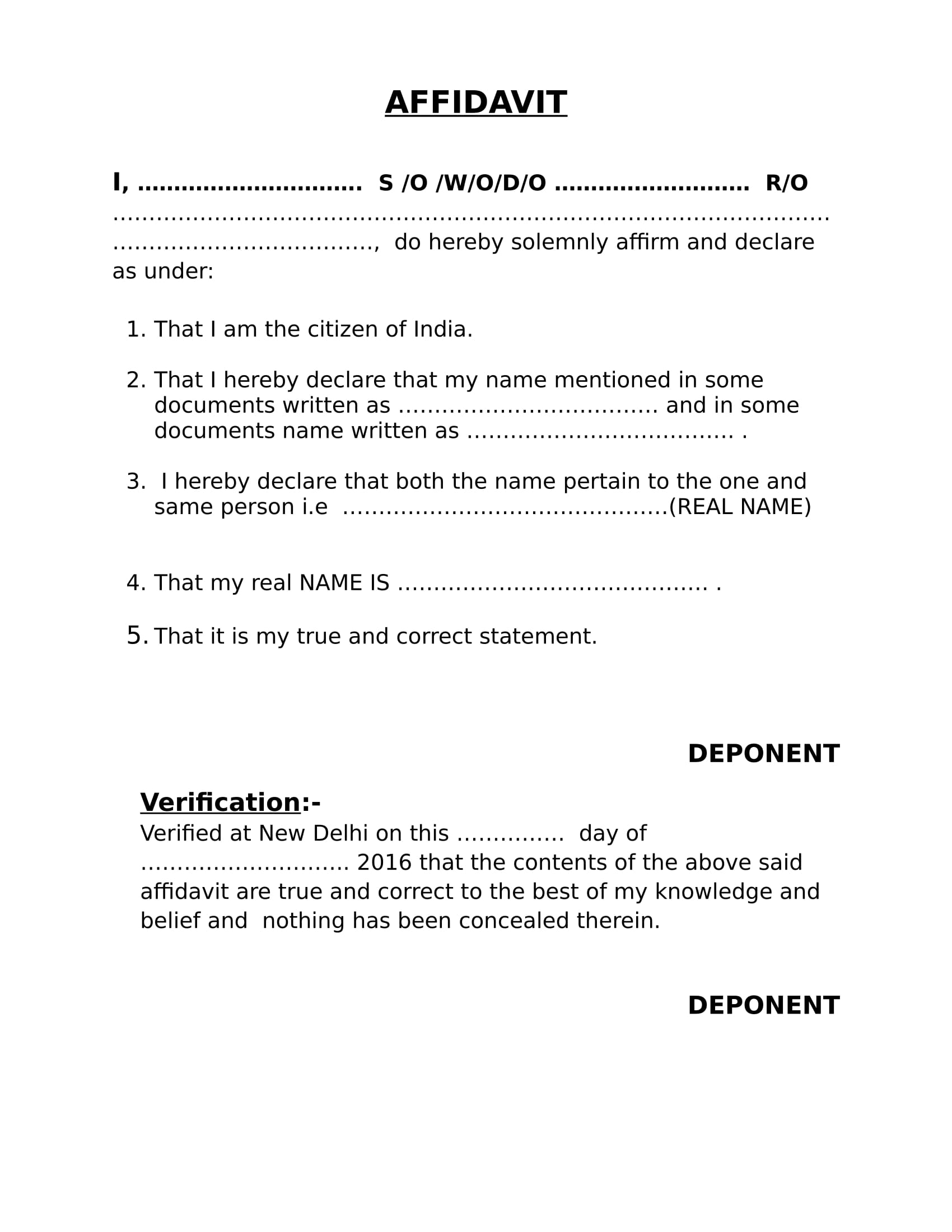 Statutory Declaration Template Word Document