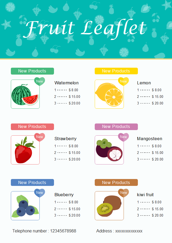 Fruit Menu Leaflet Free Fruit Menu Leaflet Templates