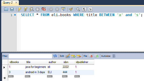 Video tutorial operador SQL BETWEEN con MySql