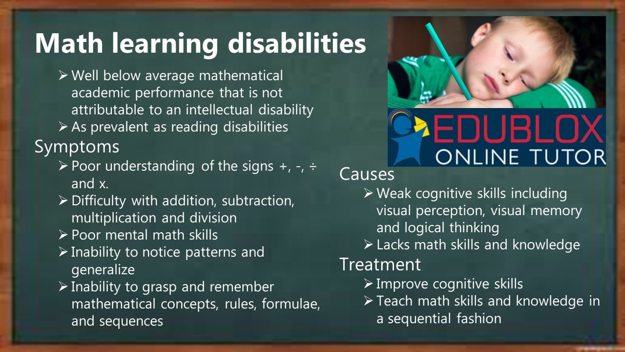 Math Learning Disabilities Symptoms, Causes and Treatment Edublox