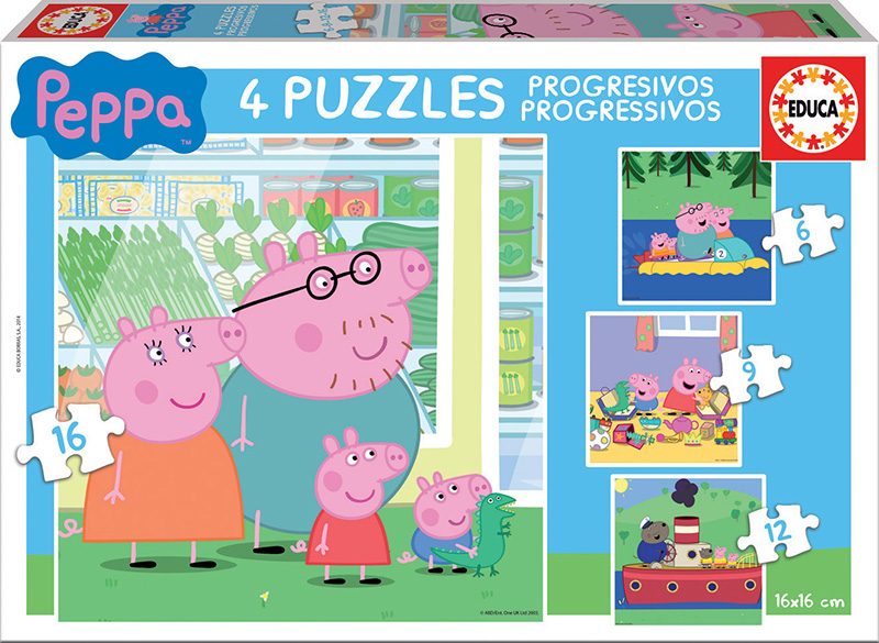 Progressive Puzzles Peppa Pig 6+9+12+16 Educa Borras