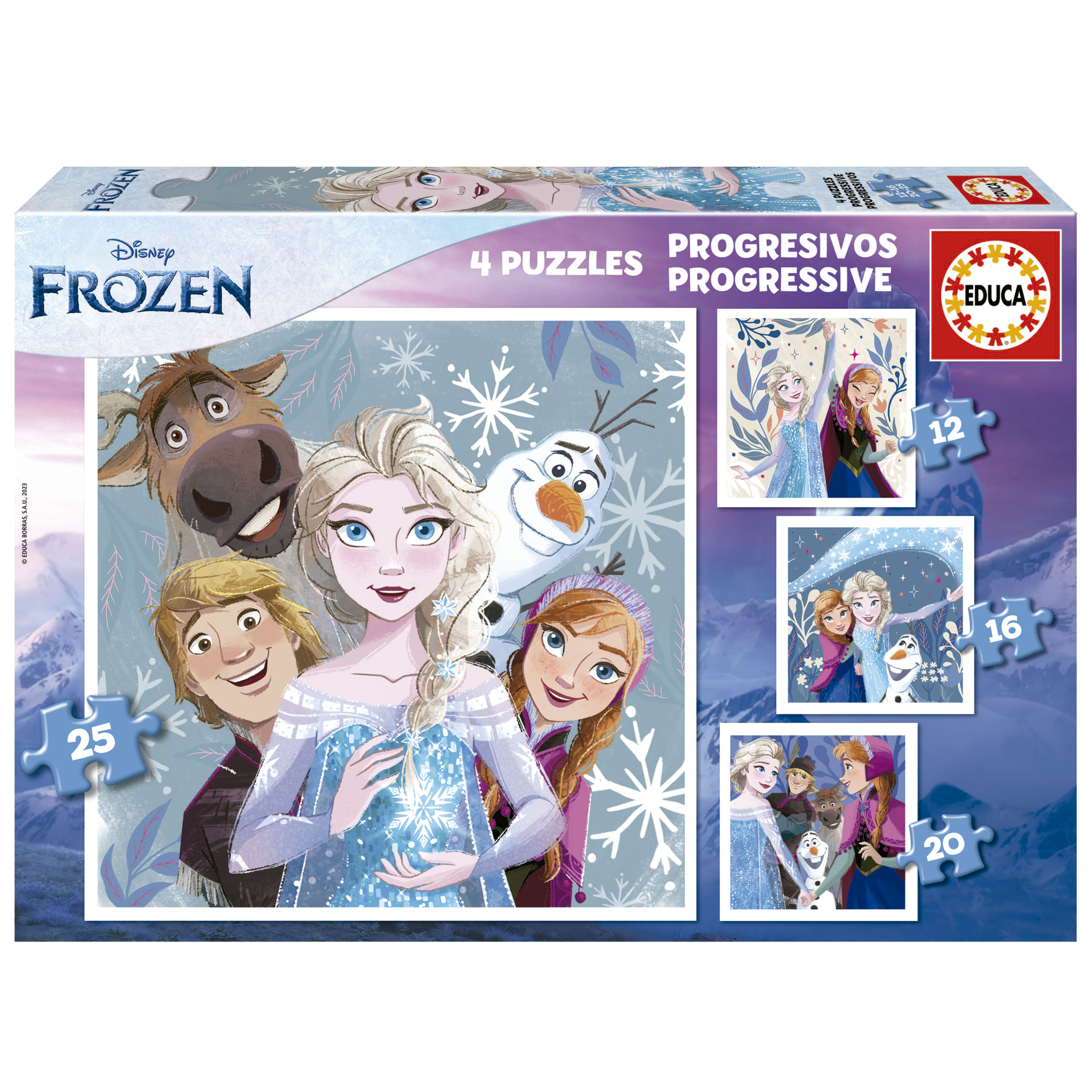 Puzzles Progresivos Frozen 12+16+20+25 Educa Borras