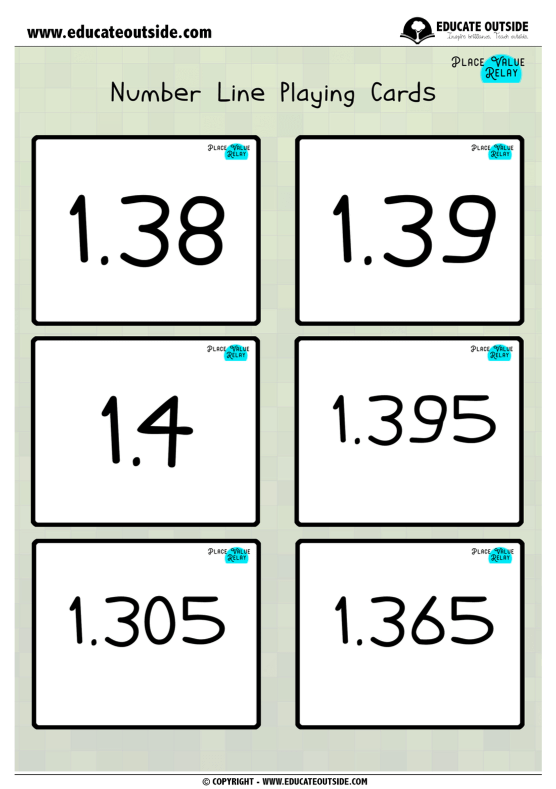 Place Value Number Line Relay (Ages 1012) Educate Outside