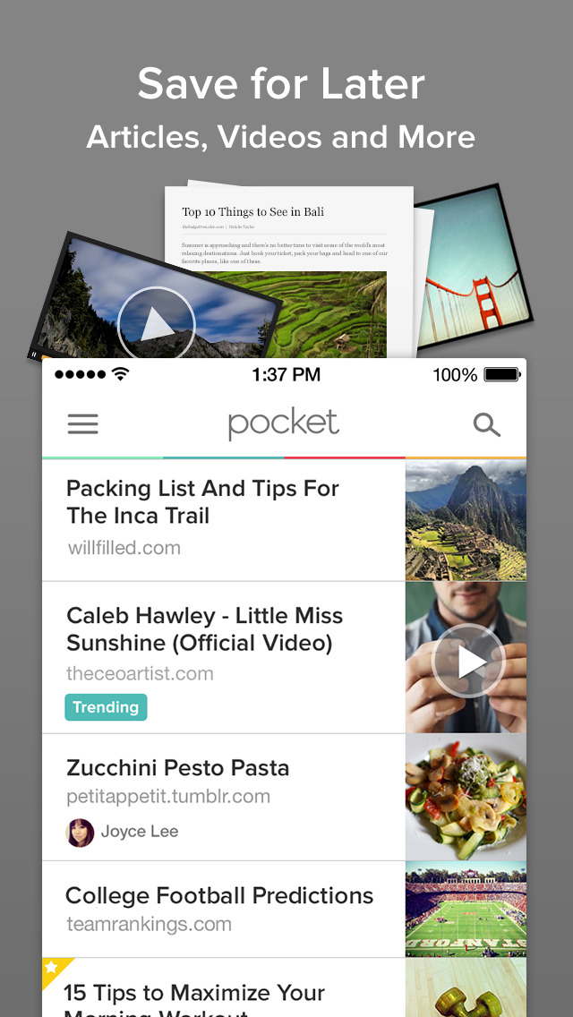Pocket Save Articles and Videos to View Later Review Educational App