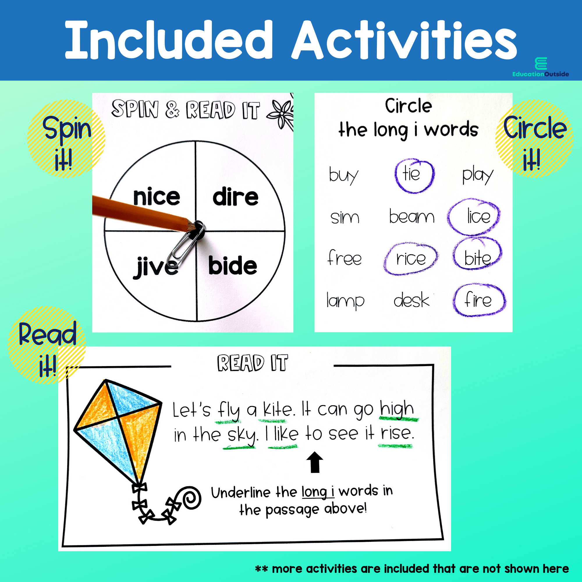 Long i Worksheets - Color and B&W Versions Included!