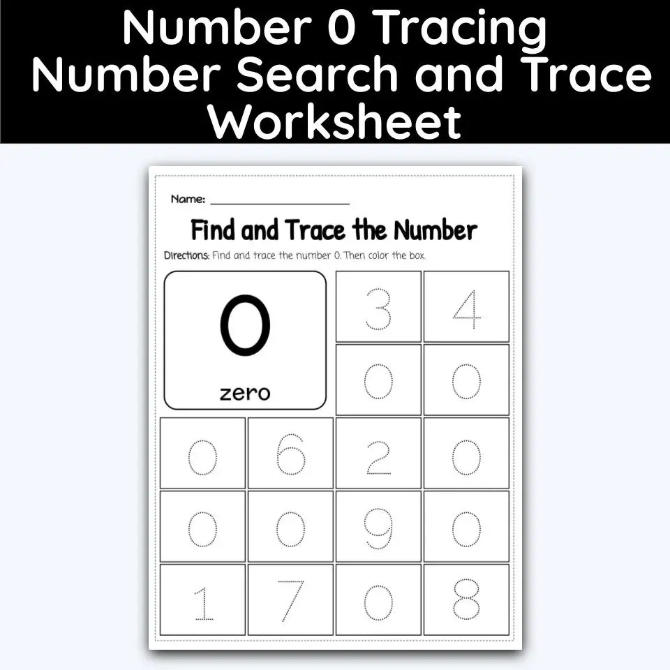 Number 0 Tracing Number Search and Trace Worksheet