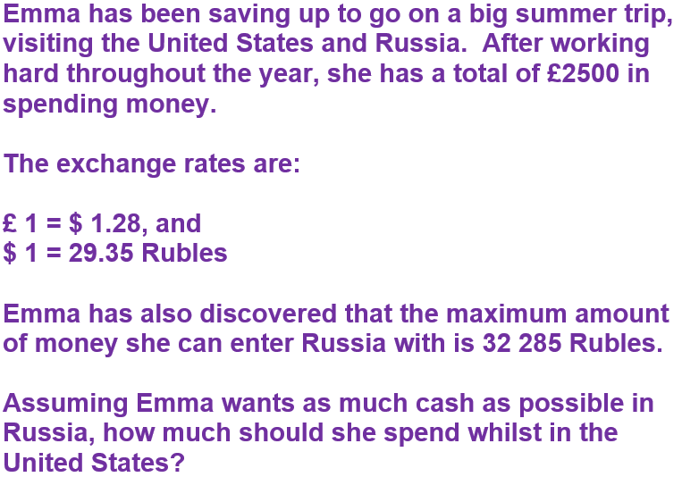 GCSE foreign currency and exchange rates euros and dollars