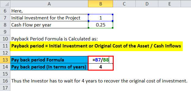 Payback Period Formula Calculator (Excel template)