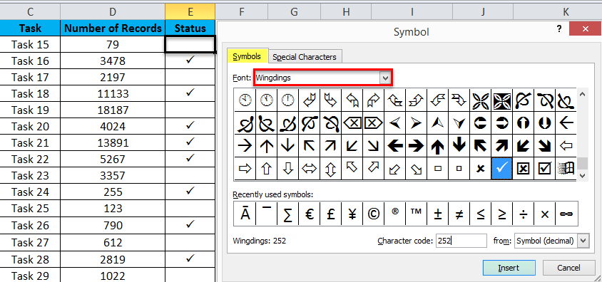 CheckMark in Excel (Examples) How to insert checkmark