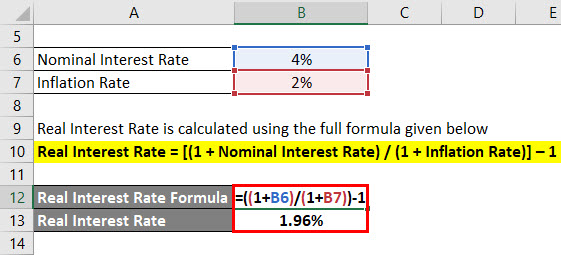 Real Interest Rate Formula Calculator (Examples With Excel Template)
