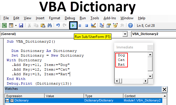 VBA Dictionary Steps to Create Dictionary in Excel VBA