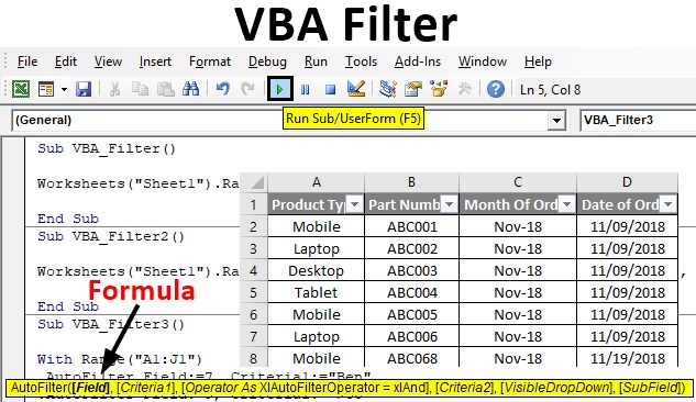 VBA Filter Examples on How to AutoFilter Data in Excel VBA