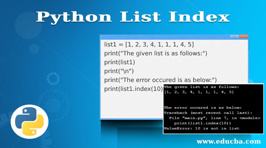 Python List Index Searching an Element using Python List index() Method