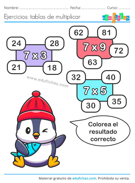 🥇 Tabla del 7 Aprender las tablas de Multiplicar GRATIS