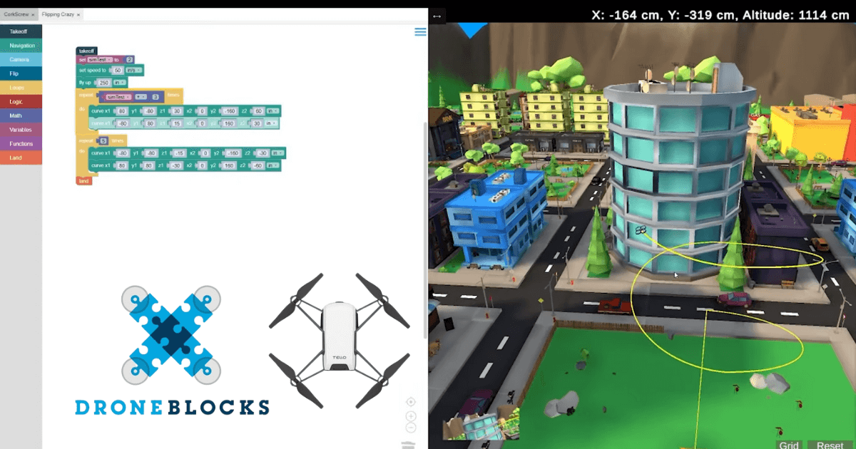 The DroneBlocks Simulator and DroneBlocks Code